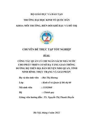 Thực Trạng Và Giải Pháp Quản Lý Chi Ngân Sách Phát Triển 