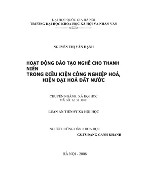 Luận án tiến sĩ: Đào tạo nghề cho thanh niên trong bối