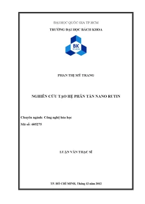 Luận Văn Thạc Sĩ Công Nghệ Hóa Học: Nghiên Cứu Tạo Hệ