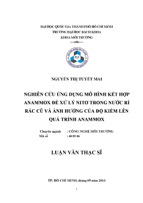 Nghiên cứu ứng dụng mô hình kết hợp Anammox xử lý nitơ