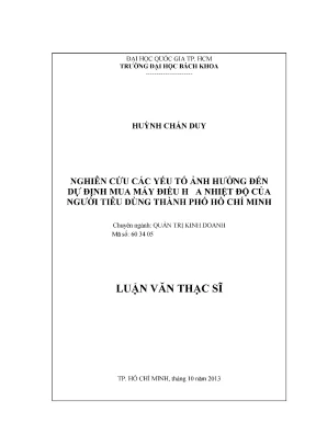 Nghiên cứu yếu tố ảnh hưởng đến quyết định mua máy điều