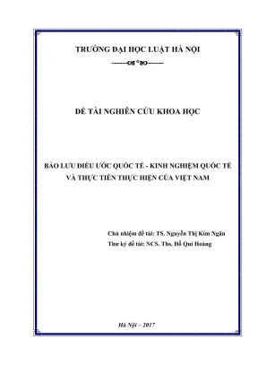 Nghiên cứu khoa học cấp trường: Bảo lưu điều ước quốc tế