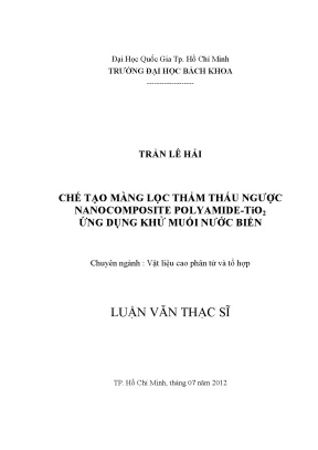 Luận văn thạc sĩ: Ứng dụng màng lọc nanocomposite 
