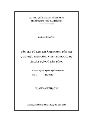 Luận văn thạc sĩ: Yếu tố ảnh hưởng đến hiệu quả công