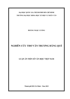 Luận Án Tiến Sĩ Văn Học Việt Nam: Nghiên Cứu Thơ Văn 