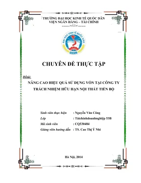 Chuyên đề thực tập: Nâng cao hiệu quả sử dụng vốn tại