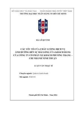 Các yếu tố chất lượng dịch vụ ảnh hưởng đến sự hài lòng