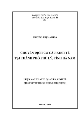 Luận Văn Thạc Sĩ Quản Lý Kinh Tế: Chuyển Dịch Cơ Cấu