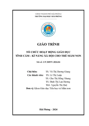 Giáo trình dạy kỹ năng xã hội và tình cảm cho trẻ mầm 