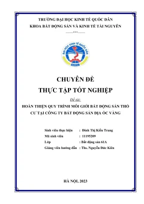 Hoàn thiện quy trình môi giới bất động sản thổ cư tại 