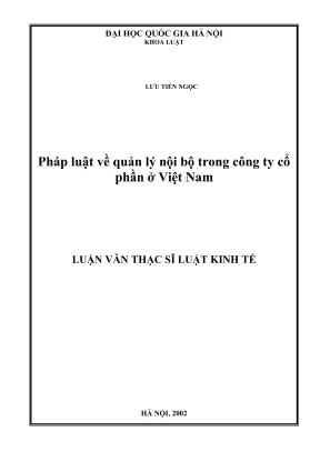Pháp Luật Quản Lý Nội Bộ Công Ty Cổ Phần Tại Việt Nam |