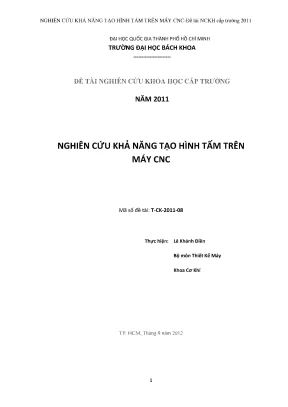 Nghiên cứu khả năng tạo hình tấm trên máy CNC: Đề tài 