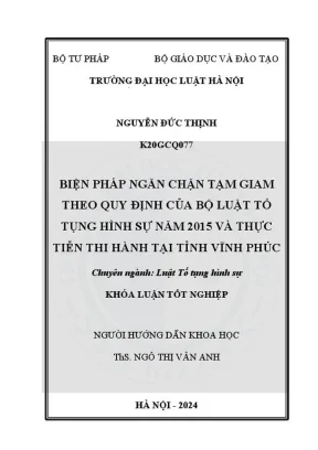 Biện pháp ngăn chặn tạm giam theo Bộ luật Tố tụng Hình 