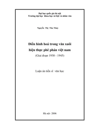 Luận án tiến sĩ: Điển hình hóa trong văn xuôi hiện thực 