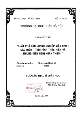 Luận Văn Thạc Sĩ Luật Học: Phá Sản Doanh Nghiệp Việt Nam