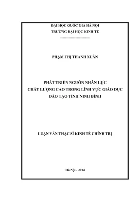 Phát Triển Nguồn Nhân Lực Chất Lượng Cao Trong Giáo Dục