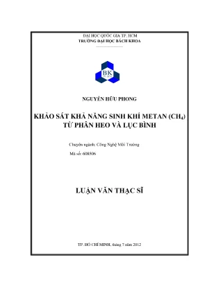 Khảo sát khả năng sinh khí metan CH4 từ phân heo và lục