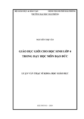 Luận Văn Thạc Sĩ: Giáo Dục Giới Cho Học Sinh Lớp 4 Qua