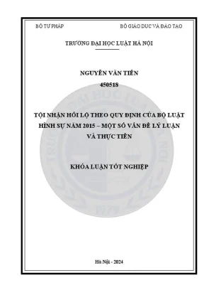 Tội nhận hối lộ theo Bộ luật Hình sự 2015: Lý luận và