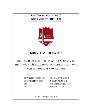 Khóa luận tốt nghiệp: Hiệu quả kinh doanh của công ty