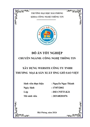 Đồ án tốt nghiệp công nghệ thông tin xây dựng website công ty tnhh thương mại sản xuất ống gió sao việt