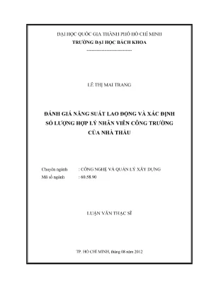 Luận Văn Thạc Sĩ: Quản Lý Xây Dựng - Đánh Giá Năng Suất
