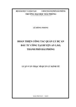 Hoàn Thiện Quản Lý Dự Án Đầu Tư Công Tại Huyện An Lão,
