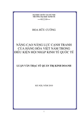 Chiến lược nâng cao năng lực cạnh tranh hàng hóa Việt