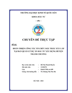 Hoàn Thiện Công Tác Tổ Chức Đấu Thầu Xây Lắp Tại Ban 