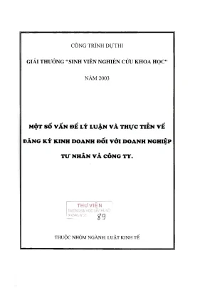 Nghiên cứu lý luận và thực tiễn đăng ký kinh doanh cho