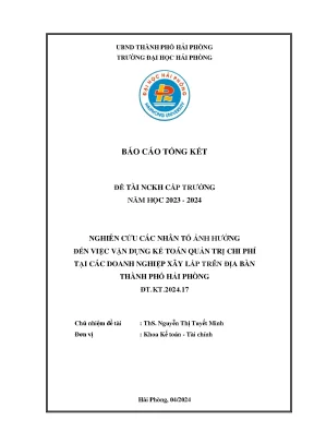 Nghiên cứu nhân tố ảnh hưởng đến kế toán quản trị chi