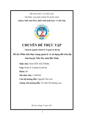 Phân tích thực trạng quản lý và sử dụng đất tại huyện