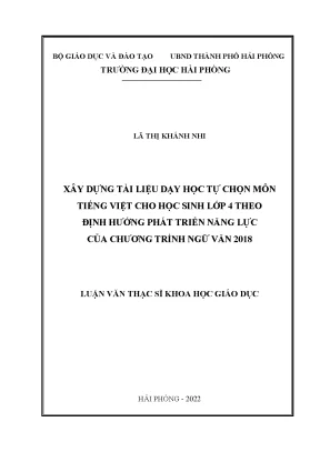 Luận Văn Thạc Sĩ: Xây Dựng Tài Liệu Dạy Học Tự Chọn Môn