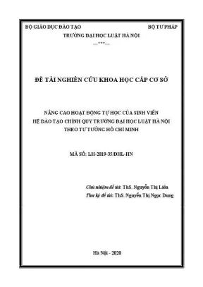Nâng cao hoạt động tự học của sinh viên Đại học Luật Hà