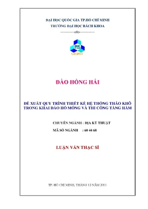 Quy Trình Thiết Kế Hệ Thống Tháo Khô Hiệu Quả Cho Đào Hố 