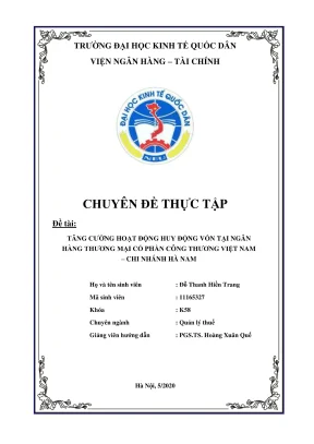 Chuyên đề thực tập: Tăng cường huy động vốn tại 