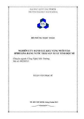 Nghiên cứu nuôi tảo Spirulina từ nước thải sản xuất tinh