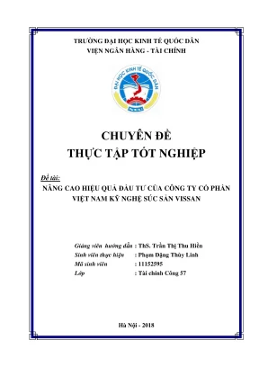 Chuyên đề thực tập tốt nghiệp: Nâng cao hiệu quả đầu tư 