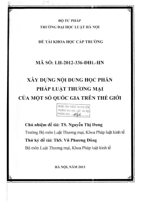 Nghiên cứu xây dựng nội dung học phần pháp luật thương 