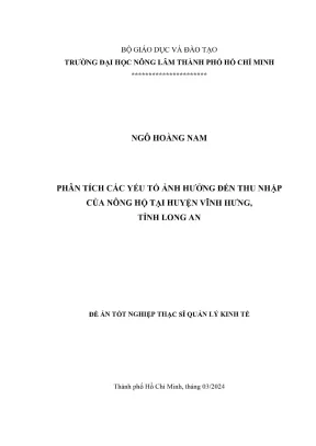 Phân tích yếu tố ảnh hưởng thu nhập nông hộ tại Vĩnh 