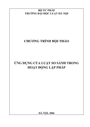 Ứng Dụng Luật So Sánh Trong Hoạt Động Lập Pháp: Kỷ Yếu