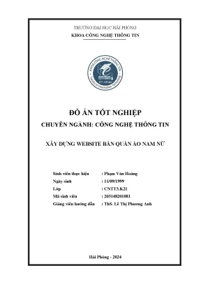 Đồ án tốt nghiệp CNTT: Xây dựng website bán quần áo nam