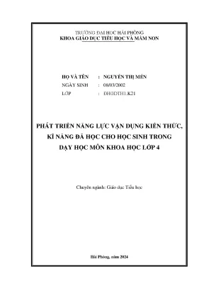 Phát Triển Năng Lực Vận Dụng Kiến Thức Khoa Học Lớp 4