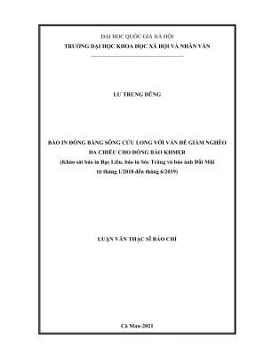 Luận Văn Thạc Sĩ Báo Chí: Giảm Nghèo Đa Chiều Cho Đồng