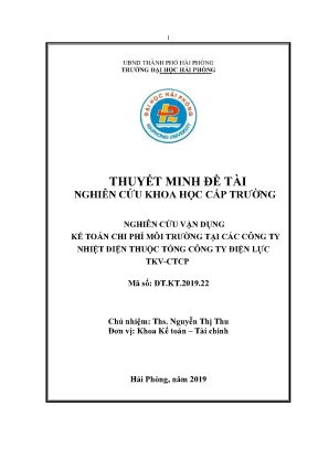 Nghiên cứu vận dụng kế toán chi phí môi trường tại công 