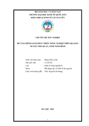 Chính sách phát triển nông nghiệp tại huyện Nho Quan, 
