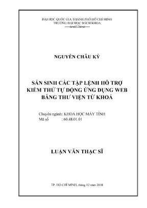 Luận Văn Thạc Sĩ: Sinh Tập Lệnh Kiểm Thử Tự Động Web
