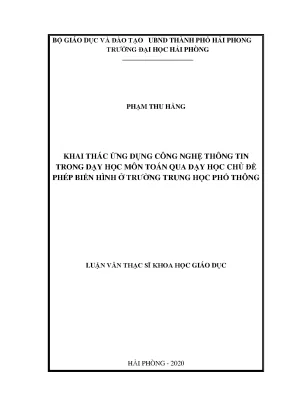 Ứng dụng công nghệ thông tin trong dạy học toán qua phép