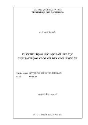 Phân tích động lực học đầm liên tục chịu tải trọng xe có