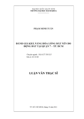 Đánh giá khả năng hóa lỏng đất nền do động đất tại Quận 